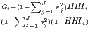      ∑J   2
Gi-∑(1J---j=1sj)HHIi
(1-  j=1s2j)(1-HHI i)
